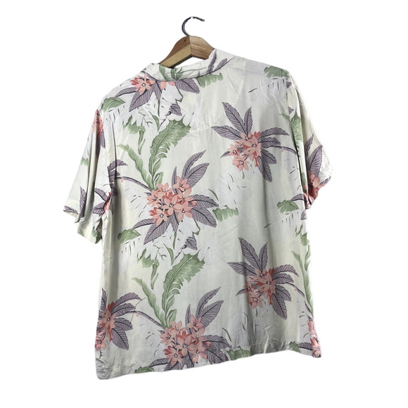 Cream Vintage Silk Liz Claiborne Floral Button Up L - Picture 3 of 5